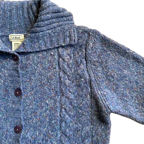 LL Bean Wool Blend Collared Button Down Cardigan Periwinkle Sz M - Picture 5 of 6